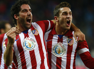 Temporada 2013/2014 Atlético de Madrid - Getafe. Koke y Raúl García celebrando el primer gol